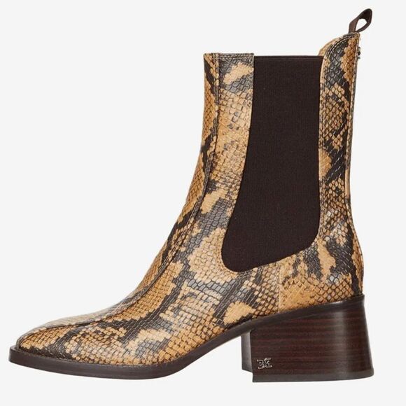 Sam Edelman Dasha Chelsea Leather Snake Print Boots Elastic Sides, 6.5 NWOB - Picture 4 of 12